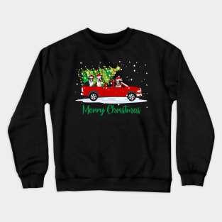 Car Red Truck Christmas Tree Funny Bully Dog Merry Christmas Crewneck Sweatshirt